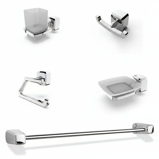 Ensemble accessoires Salle De Bain - En plastique chrome - 5 Pièces - SQES