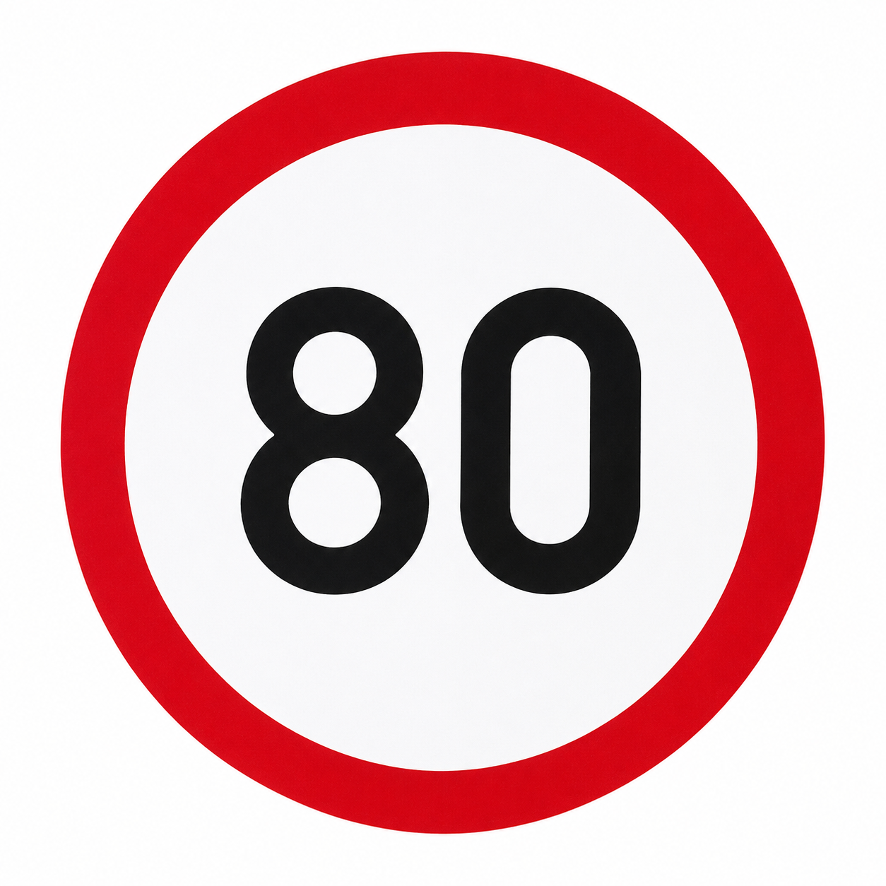 Panneau Autocollant Limitation de Vitesse 80 km/h – Ø10cm