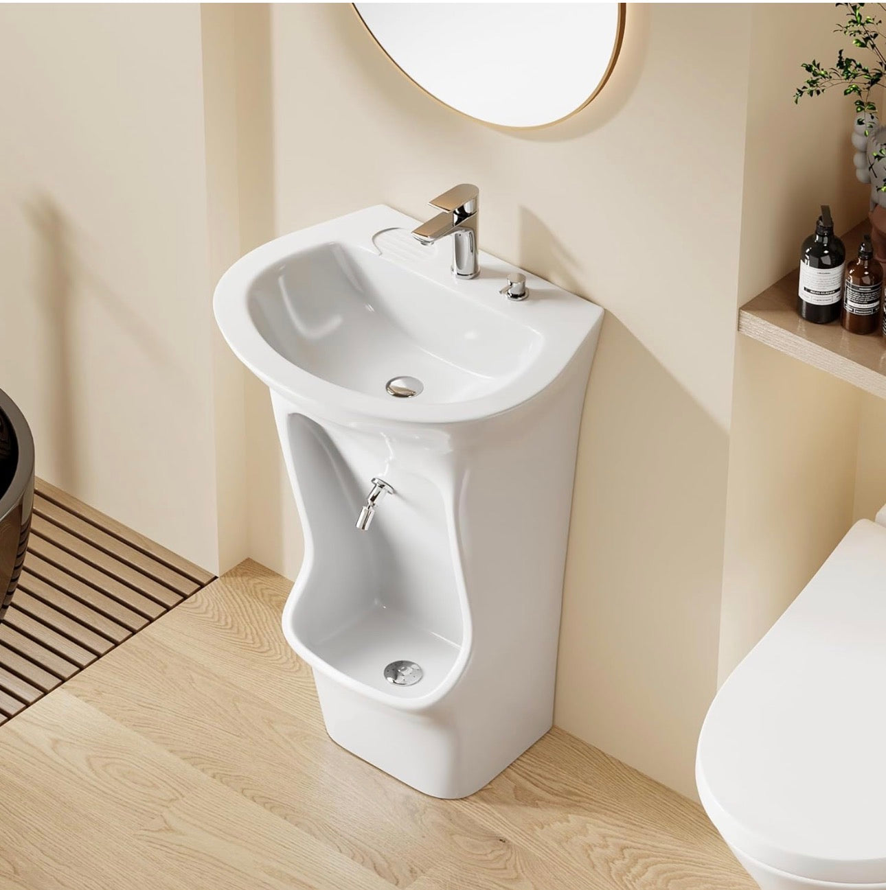 Lavabo & Bidet 2 en 1 pour Ablutions – Céramique Blanche avec Commande au Pied