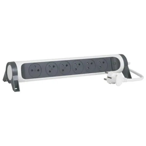 Rallonge multiprise avec bloc rotatif de 6 prises 2P+T Surface , interrupteur et cordon longueur 1,5m - SQES