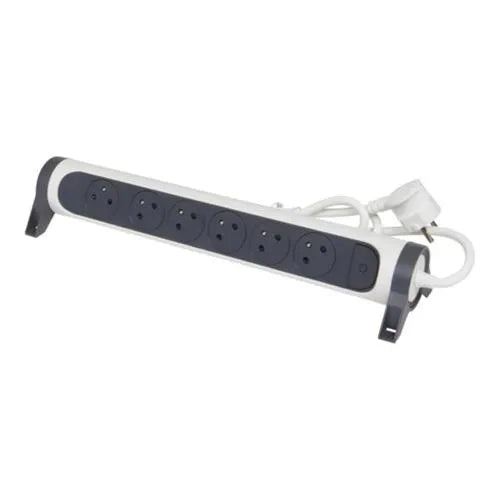 Rallonge multiprise avec bloc rotatif de 6 prises 2P+T Surface , interrupteur et cordon longueur 3m - SQES