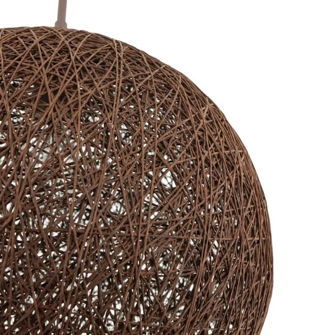 Plafonnier en Rotin Naturel MARRON - Lustre rond en Forme de globe Ø28 - SQES