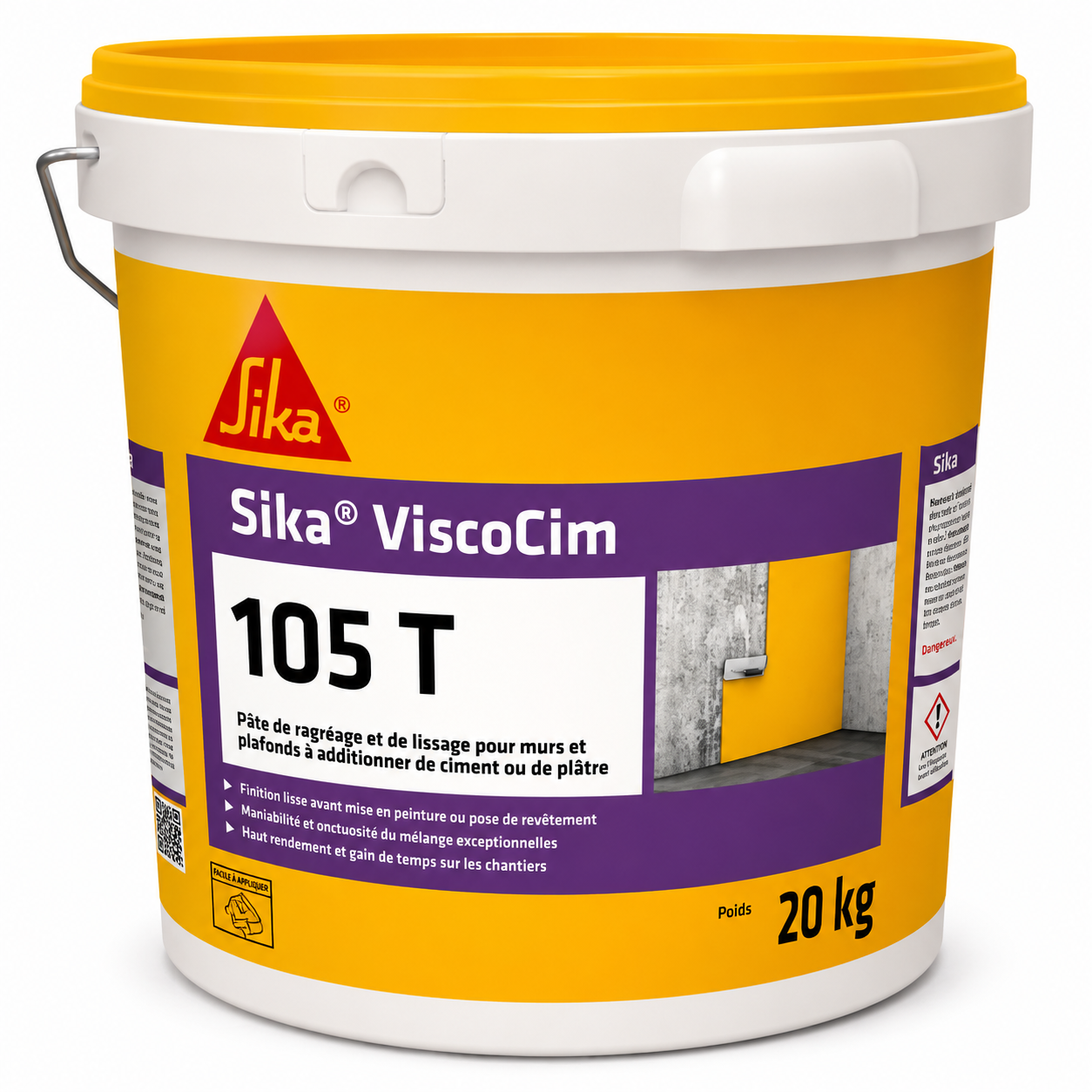 Sika® Viscocim-105 20kg, pâte ragréage haute performance jusqu'à 5mm. Compatible RPE, peintures, papiers peints. Intérieur/extérieur. SQES Tunisie.
