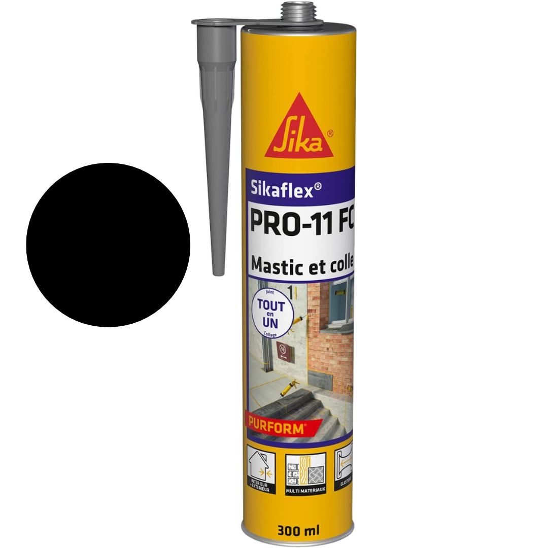 Sikaflex® PRO-11 FC Noir 300ml, mastic-colle monocomposant élastique à prise rapide. Joints, collages, calfeutrement intérieur/extérieur. SQES Tunisie.