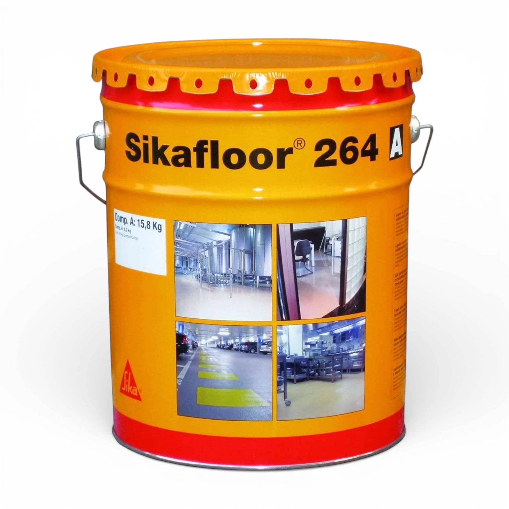 Sikafloor®-264 RAL 7040 kit 30kg, résine époxydique colorée bicomposant. Protection sols industriels, parkings, ateliers. NF EN 13813. SQES Tunisie.