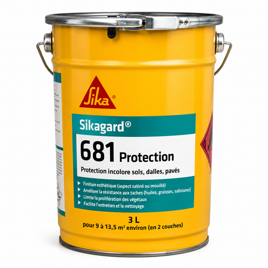 Sikagard®-681 Protection 3L, imprégnation incolore sols béton esthétique, dalles, pavés. Effet mouillé, anti-taches, ravive couleurs. SQES Tunisie.
