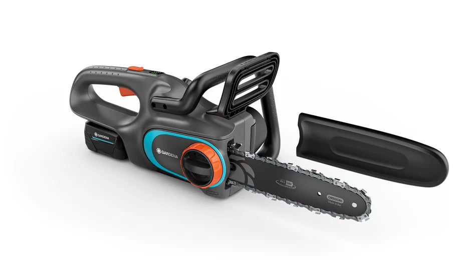 Tronçonneuse GARDENA PowerSaw 250/18V à batterie - Guide 25cm avec batterie P4A et chargeur