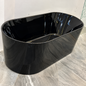Baignoire autoportante noire brillante SP1872-17-GB, 170 × 80 × 58 cm, bord fin, bonde et trop-plein, pour salle de bains | SQES Tunisie
