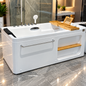Baignoire de massage blanche M1782-17-R, hydromassage 1 HP à 13 jets et bain à bulles, 170 × 86,5 × 65 cm, LED sous-marine, cascade et douchette | SQES Tunisie
