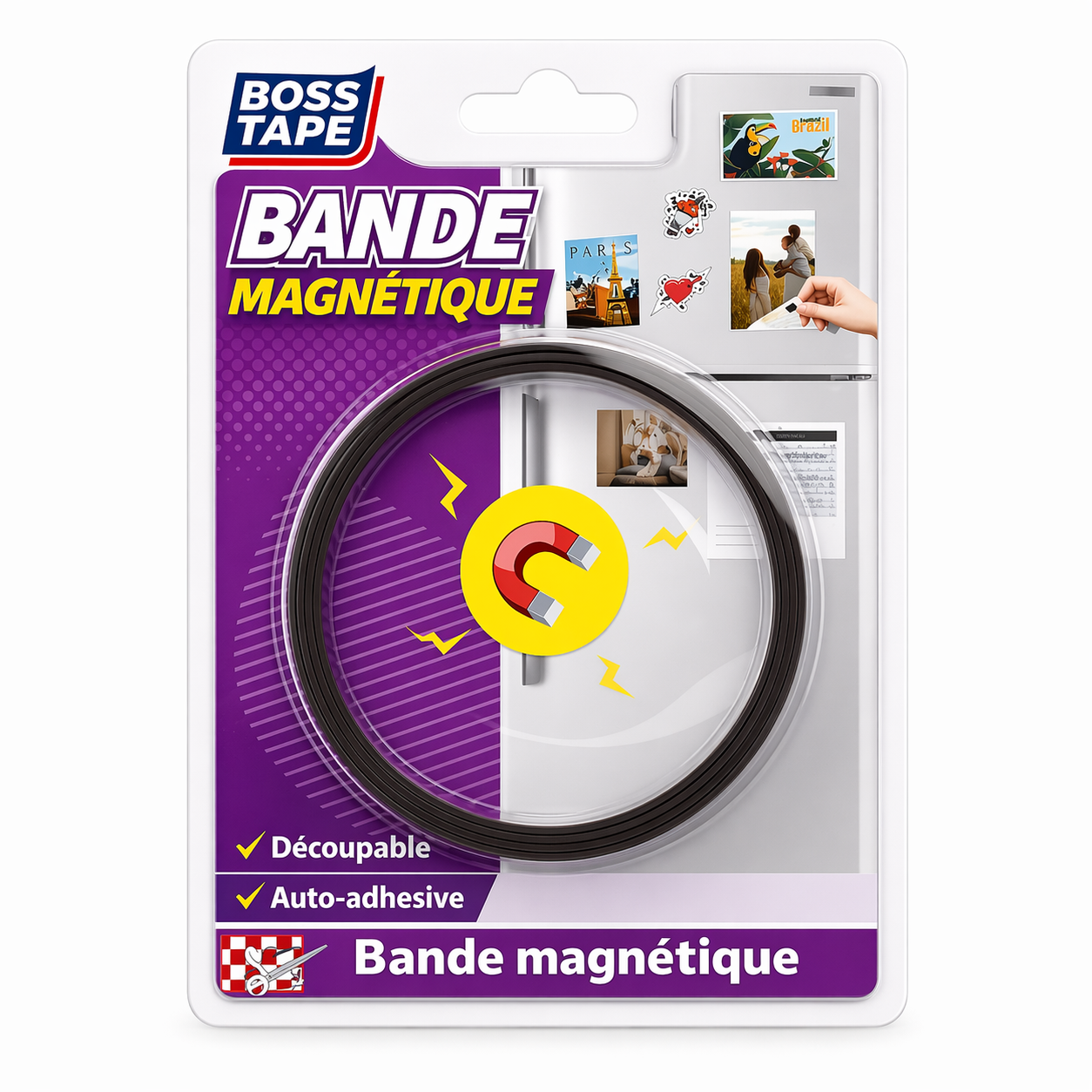 Bande Magnétique Autocollante BOSS TAPE 60cm x 20mm - Aimant Adhésif