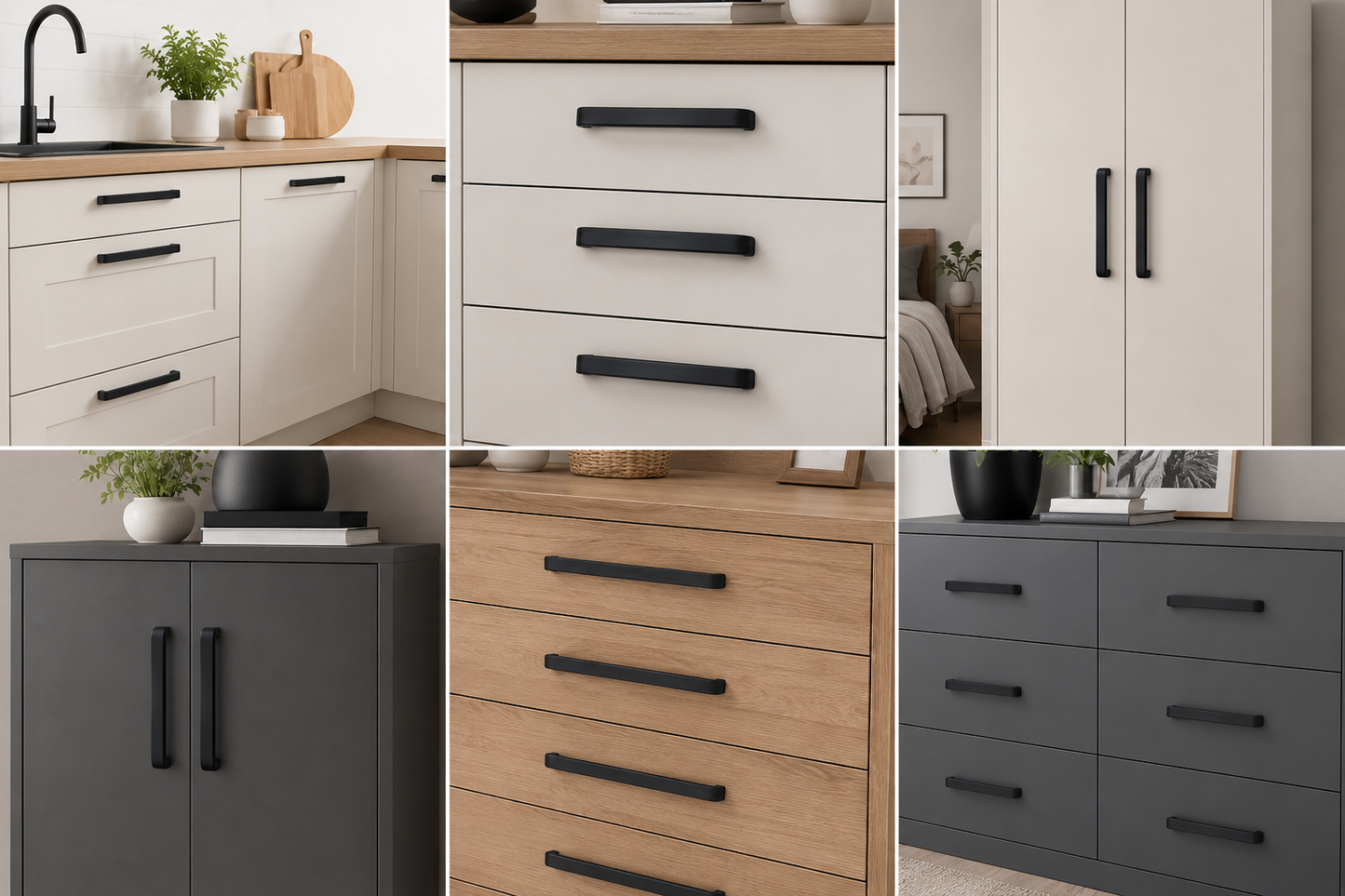 Poignée de Meuble Aluminium Noir Mat – Réf E30
