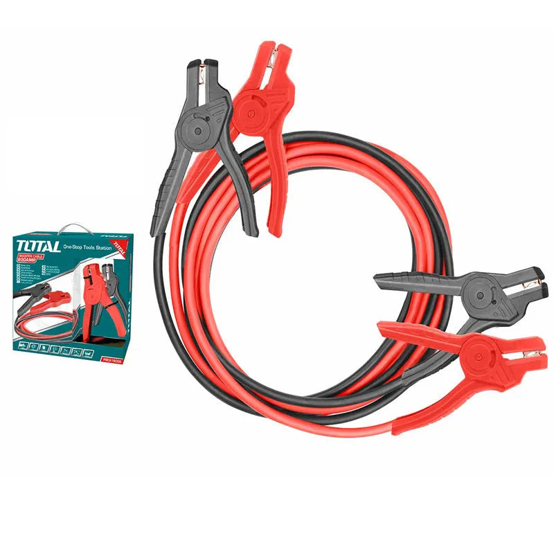 Câble de démarrage TOTAL PBCA16008 600A 3m – revêtement cuivre, 4 pinces 18x10cm, compatible voiture 4,5L, soudure et batterie
