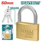 Cadenas en laiton robuste TOTAL 50mm – anse acier trempé chromée, double boulonné, antirouille, 3 clés laiton