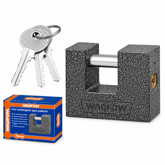 Cadenas Rectangulaire Gris 70 mm WADFOW WPD7570 — Acier Trempé Sécurité Portail Garage | SQES Tunisie
