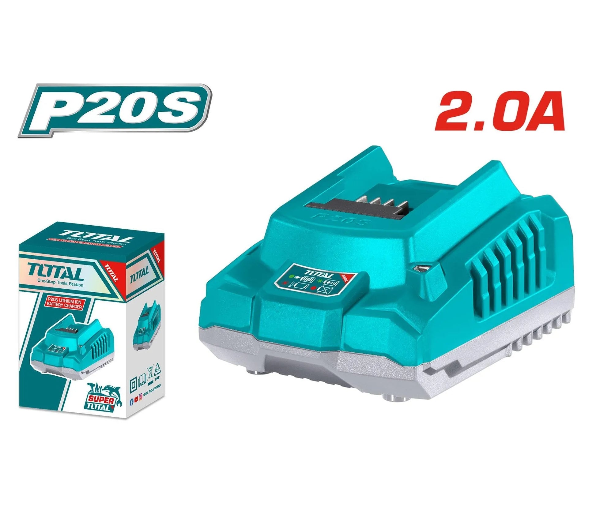Chargeur Batterie TOTAL TFCLI2001 20V 2.0A Compatible Gamme P20S Outils Sans Fil — SQES Tunisie
