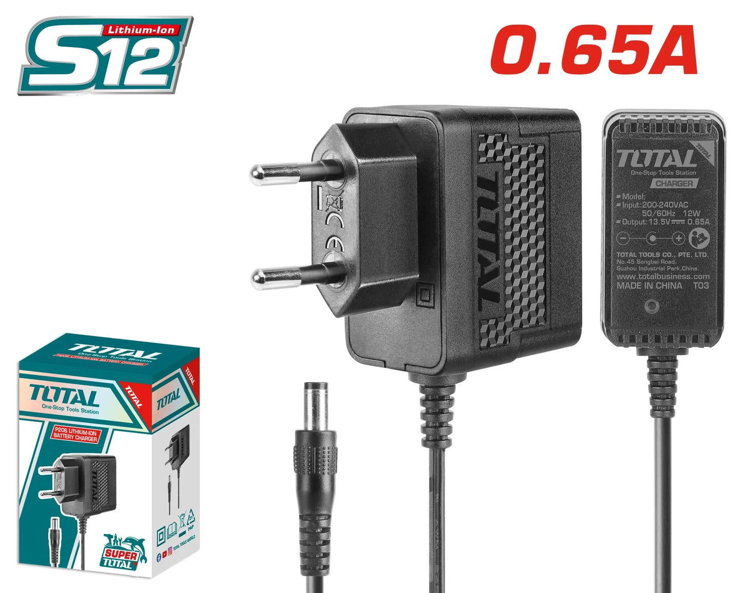 Chargeur batterie TOTAL TFCLI2071 12V 0,65A compatible tous outils TOTAL – SQES Tunisie

