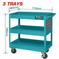 Chariot à outils TOTAL THPTC301 3 plateaux 719×365mm mobile 4 roulettes 7,6cm 12,2kg – SQES Tunisie

