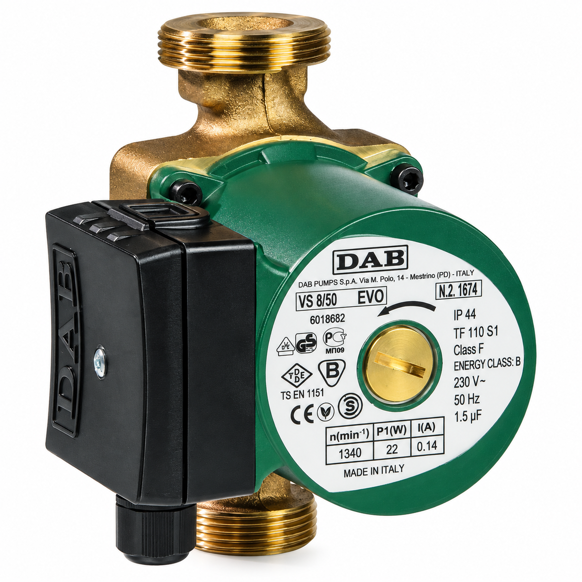 Circulateur sanitaire DAB VS 35/150 M 230 V entraxe 150 mm avec raccord 1 pouce | SQES Tunisie
