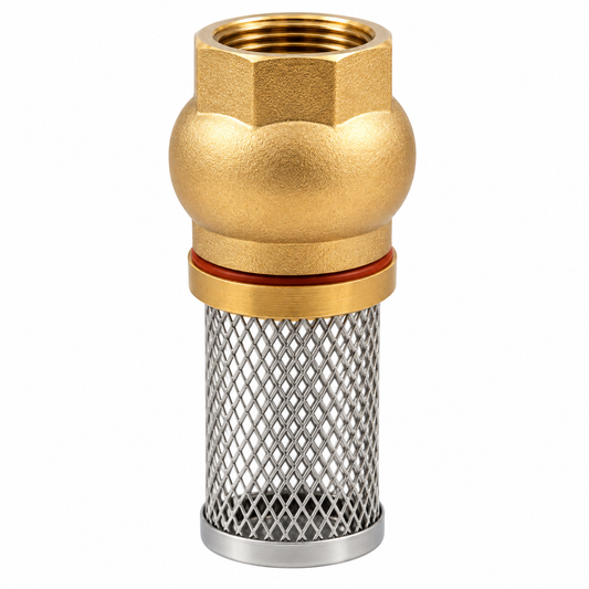 Clapet de pied ITAP Réf. 140 avec corps laiton, crépine inox 2400 µm et filetage ISO 228 pour pompes et conduites d'aspiration.
