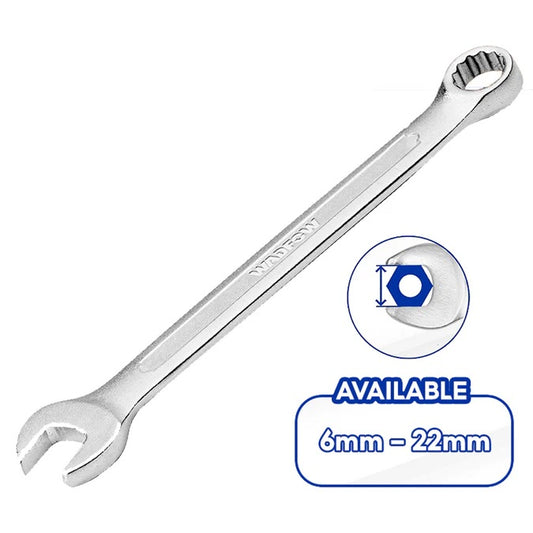 Clé Mixte WADFOW — 6mm à 32mm Acier Cr-V Œil 12 Pans Fourche Ouverte Poli Chromé Mécanique Plomberie Industrie | SQES Tunisie
