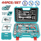 Coffret Clés à Douilles TOTAL THT421441 44 Pièces 1/4" 1/2" Cliquet 45T Chrome Micro-Fini Mécanique Auto — SQES Tunisie

