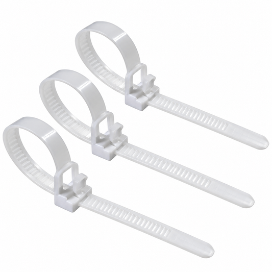 Colliers nylon 6.6 naturels MARTIGRAP pour fixation et regroupement de câbles, disponibles dans plusieurs dimensions jusqu'à 9×780 mm.