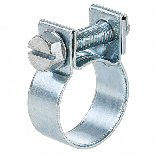 Collier de serrage à vis MARTIGRAP en acier galvanisé, bande 9 mm, pour tubes souples ou rigides, disponible en plusieurs plages de 25 à 140 mm.