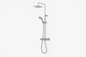 Colonne de douche réglable acier inoxydable 304 FRAMO – pomme XXL 200x200mm effet pluie, mitigeur thermostatique 2 sorties anti-brûlure, kit complet
