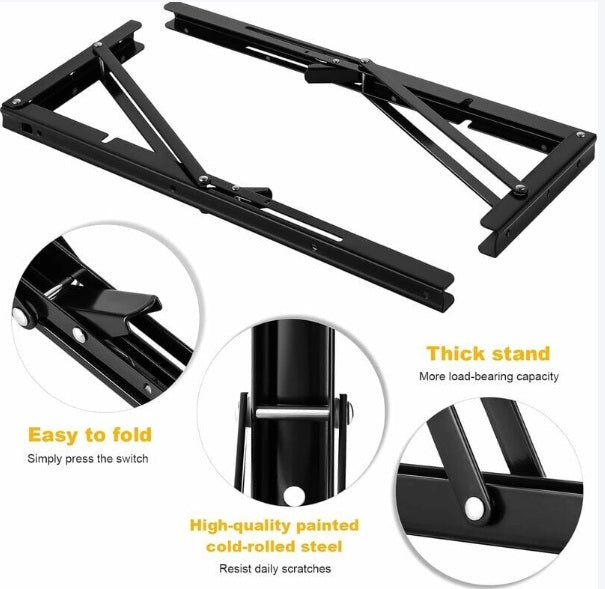 Support etagère Pliante Noir – Pack de 2 Consoles - 35 CM