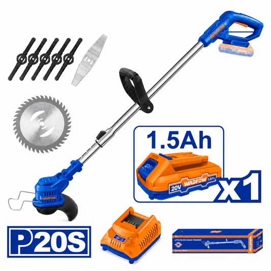 Coupe-Bordure Sans Fil 20V WADFOW WGTP511 — 10 000 RPM Lames Plastique 138mm Métal 148mm Batterie 1.5Ah Jardinage | SQES Tunisie
