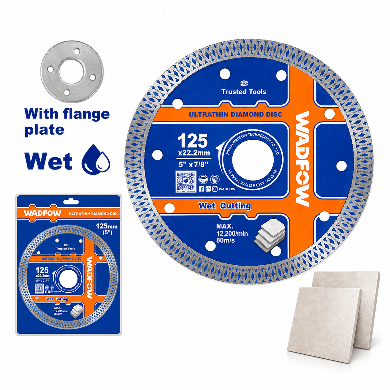 Disque Diamant Ultra Mince 125 mm WADFOW WDC4K03 — Coupe Carrelage Marbre Béton, Meuleuse 125 mm | SQES Tunisie
