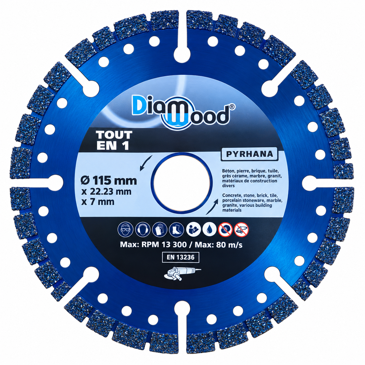 Disque diamant universel Multi Wheel RF207 disponible en 115 et 125 mm pour équipements de coupe compatibles.
