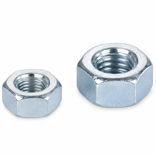 Écrou hexagonal MARTIGRAP en inox AISI 304/A2, DIN 934, disponible en M6 et M8 pour tiges filetées, supports et systèmes de fixation.