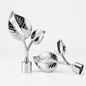embout design feuilles IRIS DN25 argenté brillant, lot 2 pcs, finition chrome premium, tringle à rideaux – SQES Ariana Menzah 8 Tunisie