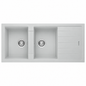 Évier granit RealStone ESİLA P021 Blanc, réf. P2166010511, double cuve avec égouttoir, pour meuble de 700 mm minimum, usage cuisine | SQES Tunisie
