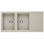 Évier granit RealStone ESİLA P021 Crème, réf. P2166010521, double cuve avec égouttoir, pour meuble de 700 mm minimum, usage cuisine | SQES Tunisie
