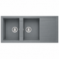 Évier granit RealStone ESİLA P021 Gris, réf. P2166010515, double cuve avec égouttoir, pour meuble de 700 mm minimum, usage cuisine | SQES Tunisie
