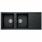 Évier granit RealStone ESİLA P021 Noir, réf. P2166010513, double cuve avec égouttoir, pour meuble de 700 mm minimum, usage cuisine | SQES Tunisie
