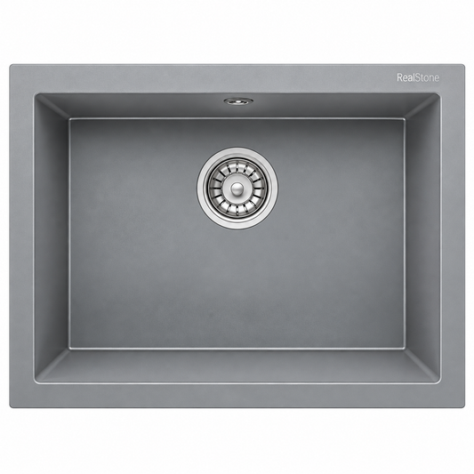 Évier granit RealStone GORDION 60 K012 Gris, réf. K1266010115, 1 cuve, 600 × 475 mm, pour meuble de 600 mm minimum | SQES Tunisie
