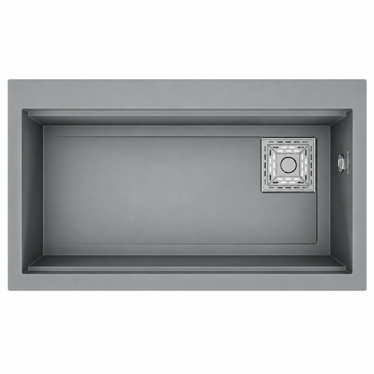Évier granit RealStone LİKYA A03 Gris, réf. A0366010115, une cuve, 755 × 470 mm, pour meuble de 800 mm minimum, usage cuisine | SQES Tunisie
