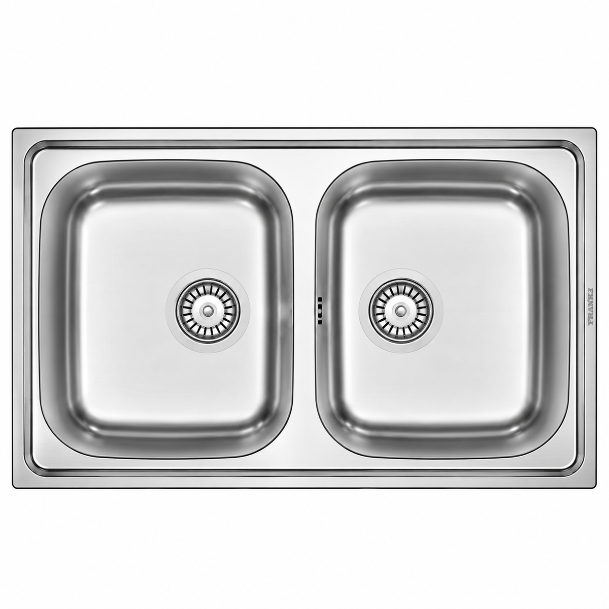 Évier de cuisine en inox 80×60 cm avec 2 cuves, format pratique pour séparer lavage et rinçage.