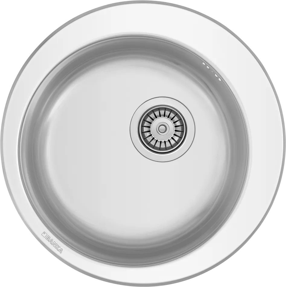 Évier inox BANKA M5000 encastrable à 1 cuve, Ø480 mm, cuve Ø380 mm, profondeur 160 mm et meuble minimum 600 mm.