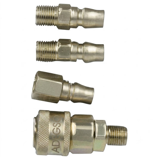 Kit de 4 raccords rapides pneumatiques 1/4 pouce ADEGSO AD-30543 — Quick Coupler Réf. AD-30543 | SQES Tunisie
