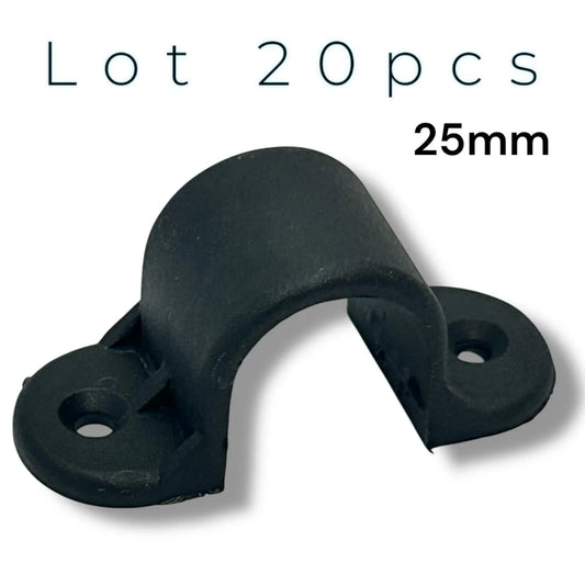 Attache pour tube rond D25mm - Lot de 20 Colliers de fixation en U Plastic - SQES