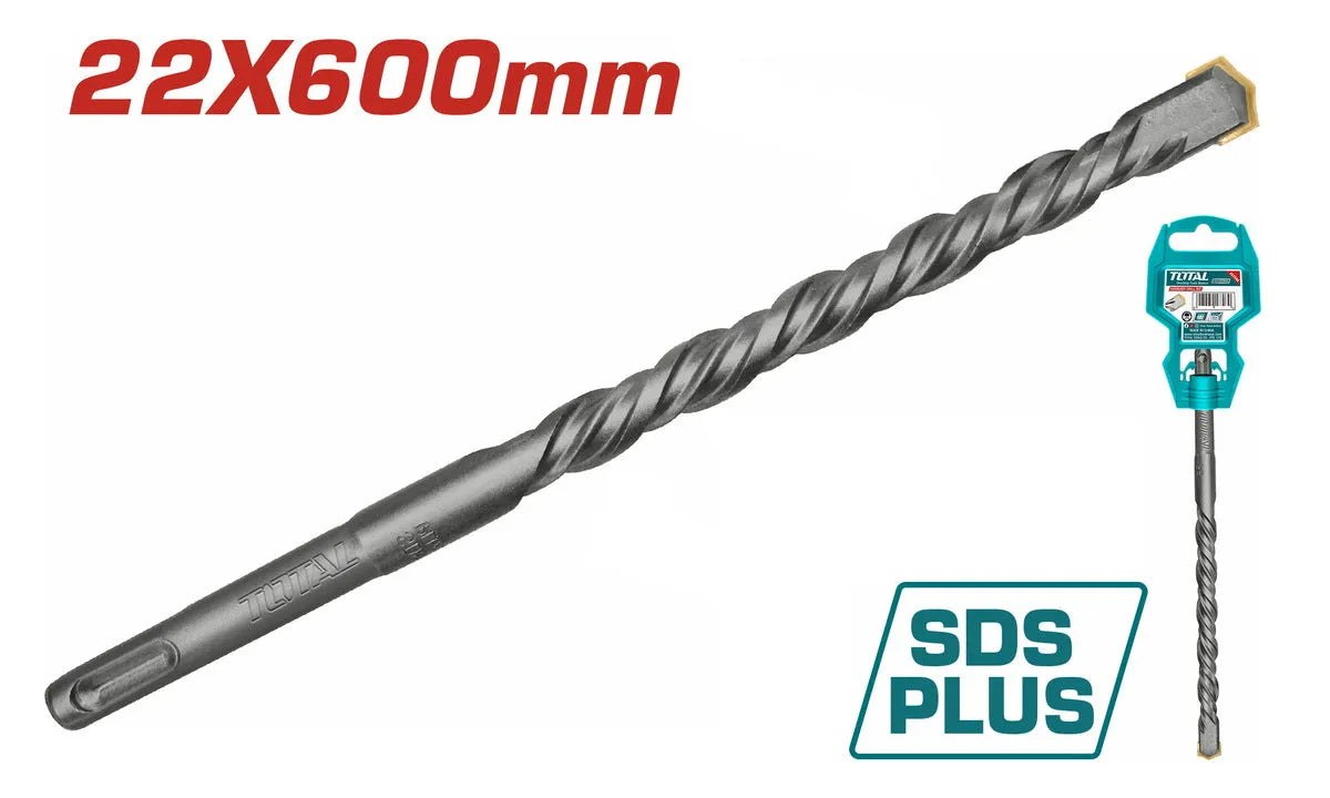 Foret béton SDS+ TOTAL Ø22x600mm – carbure de tungstène, hélice optimisée, béton pierre maçonnerie