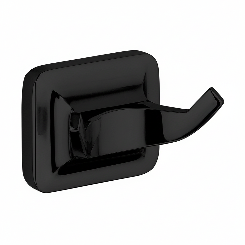 Gros plan sur le support rectangulaire et les deux crochets noirs