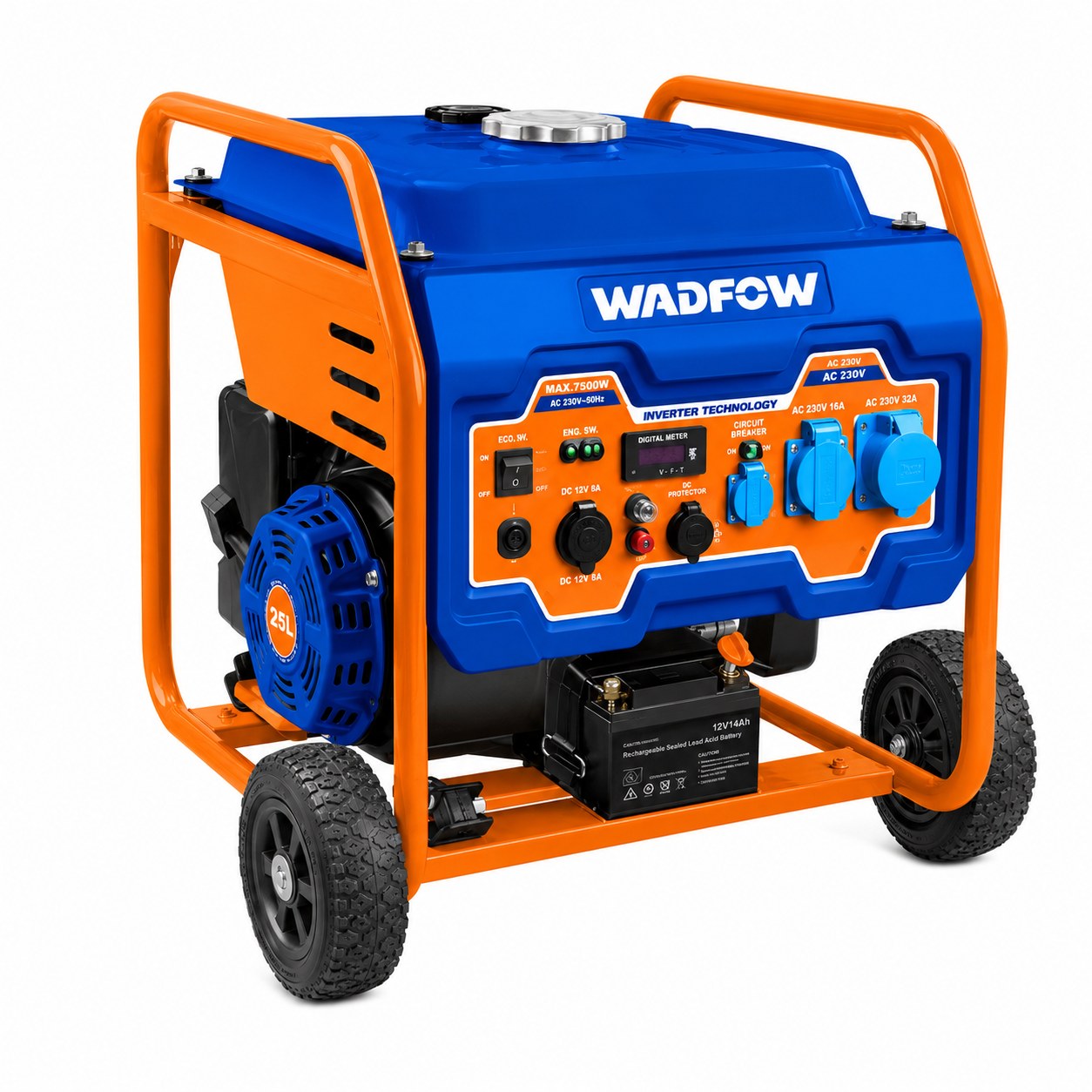 Groupe Électrogène Inverter WADFOW WGEAB11 — 7500W 4 Temps OHV 420cc Réservoir 25L THD<3% Mode ÉCO USB DC12V Démarrage Électrique | SQES Tunisie