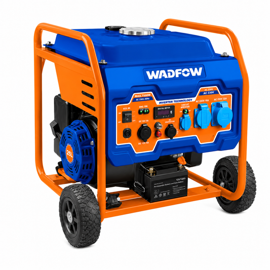 Groupe Électrogène Inverter WADFOW WGEAB11 — 7500W 4 Temps OHV 420cc Réservoir 25L THD<3% Mode ÉCO USB DC12V Démarrage Électrique | SQES Tunisie