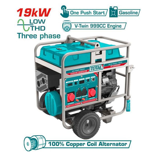 Groupe électrogène TOTAL TP1200006T 19kW essence triphasé One Push Start – SQES Tunisie
