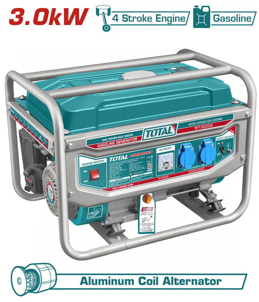 Groupe Électrogène TOTAL TP130005 3000W 7HP 210cc AVR Réservoir 15L Démarrage Manuel — SQES Tunisie
